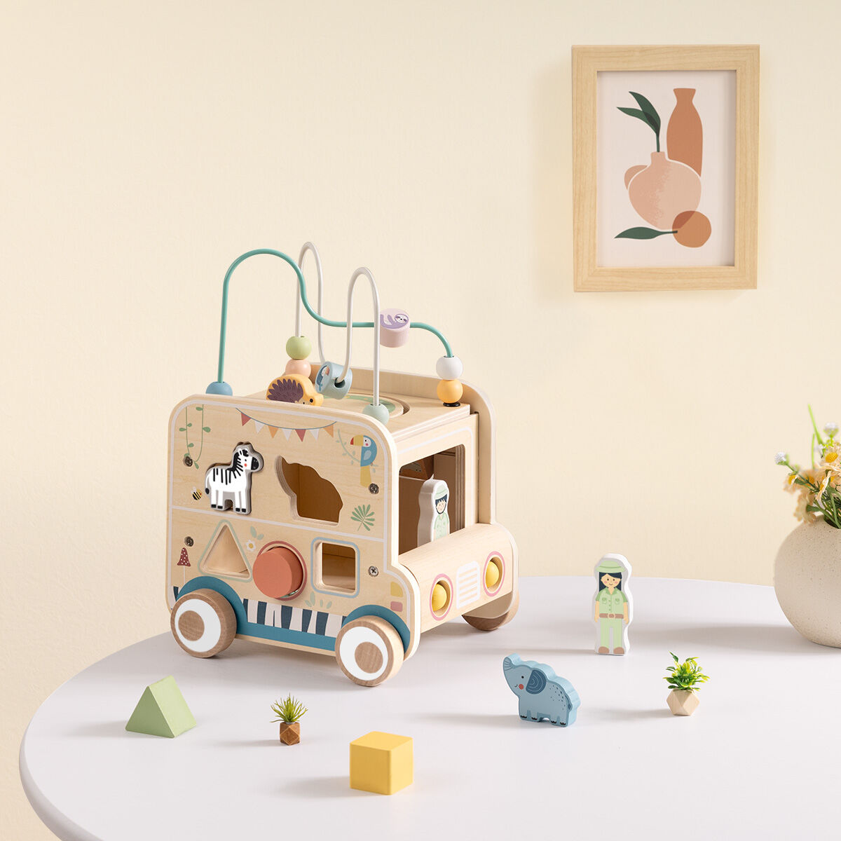 Wooden Versatile Safari Vehicle Toy For Kids Educational Imaginative Play And Exploration Adventure