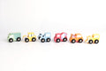 Little Constructors Wooden Six Vehicle Set With Dump Truck Road Roller Digger Cement Mixer Excavator Plow Kaper Kidz