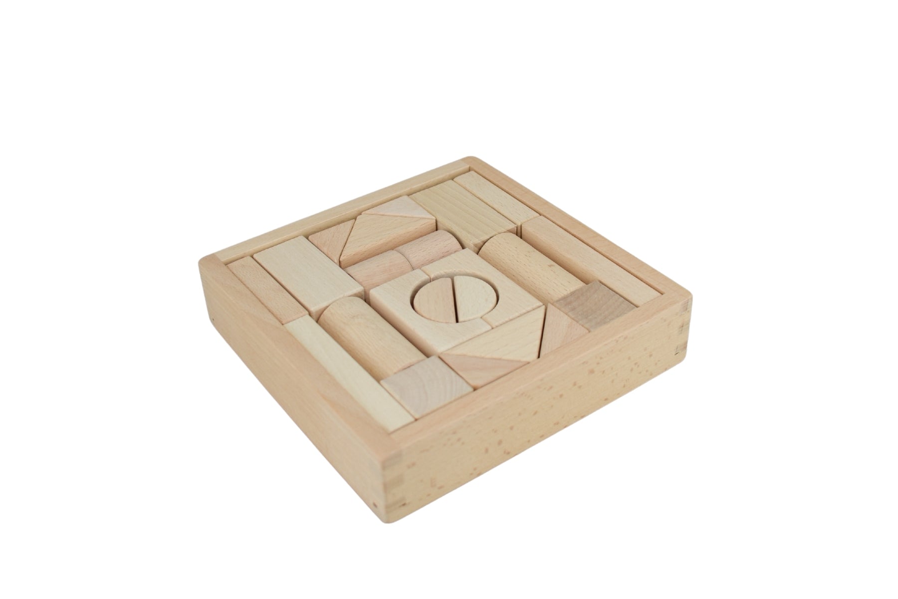 Natural Wooden Blocks 22 Piece Beech Wood Set For Kids Educational Stacking Building Toy